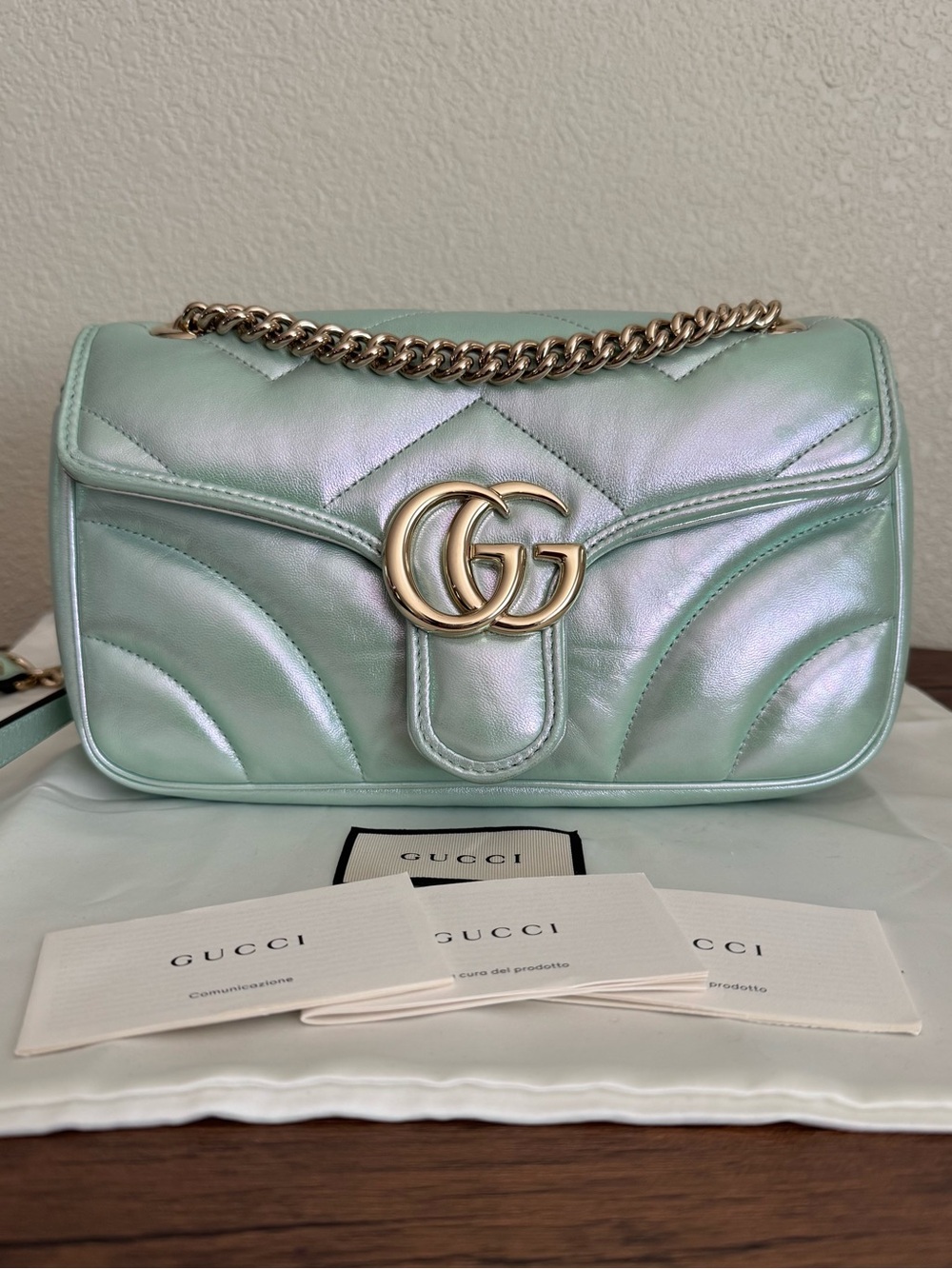 GUCCI GG Marmont Limited Edition Iridescent Calf Leather Chain Bag - Picture 10 of 10